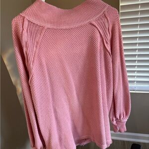 We The Free Dusty Pink Cowl Neck Knit Sweater